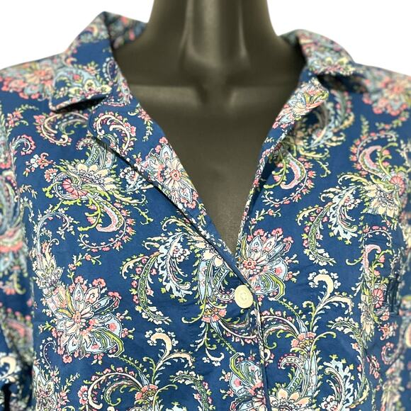 Lauren Ralph Lauren Sleep Shirt Womens XL Blue Paisley Black Label Sleepshirt - Picture 3 of 12